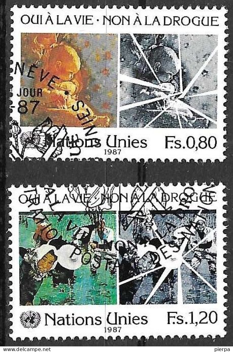 O.N.U. GENEVE - 1987 - CONTRO LA DROGA - SERIE 2 VALORI - USATA (YVERT 156\7 - MICHEL 156\7) - Used Stamps