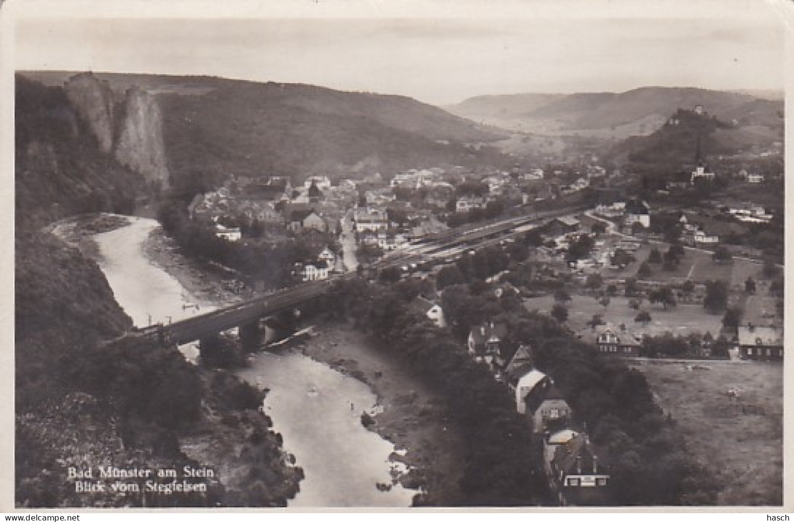 481096Bad Münster Am Stein, Blick Vom Stegfelsen. 1930 Im Sommer. (FOTO KAART)( Kleines Falte Im Ecken) - Bad Münster A. Stein - Ebernburg