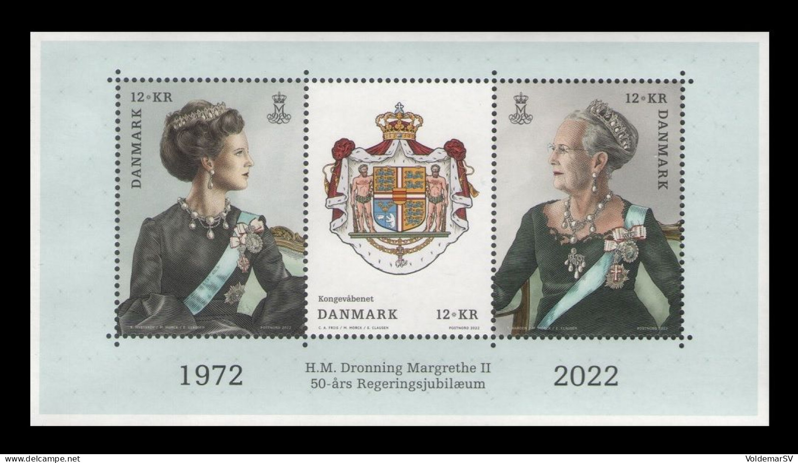Denmark 2022 Mih. 2068/70 (Bl.79) Queen Margrethe II MNH ** - Ungebraucht