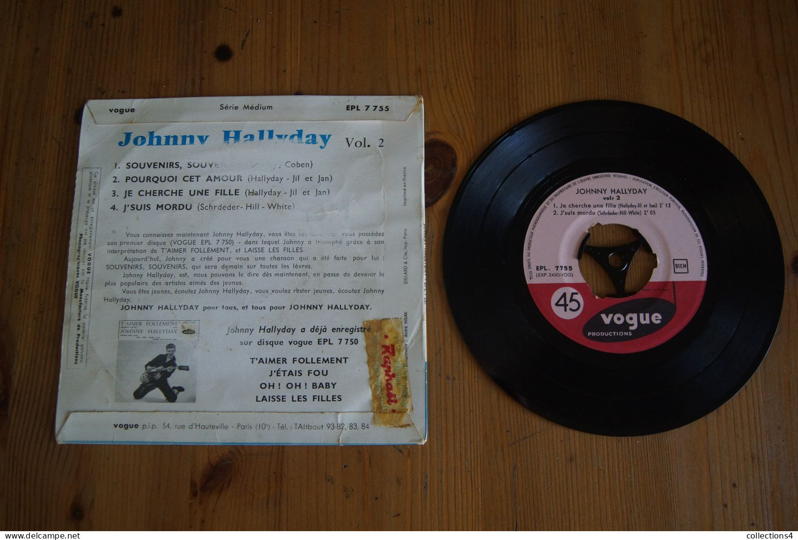 JOHNNY HALLYDAY SOUVENIRS SOUVENIRS  EP   1960 VARIANTE  LANGUETTE VALEUR+ - 45 Rpm - Maxi-Singles