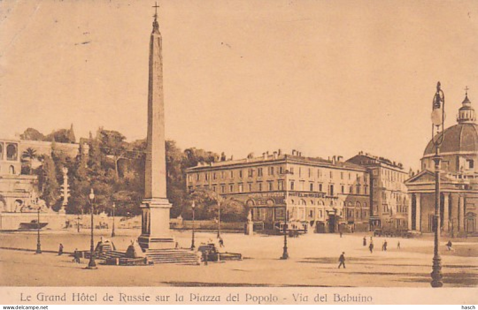 4811161Roma, Le Grand Hôtel De Russie Sur La Piazza Del Popolo. – 1913.(see Corners) - Piazze