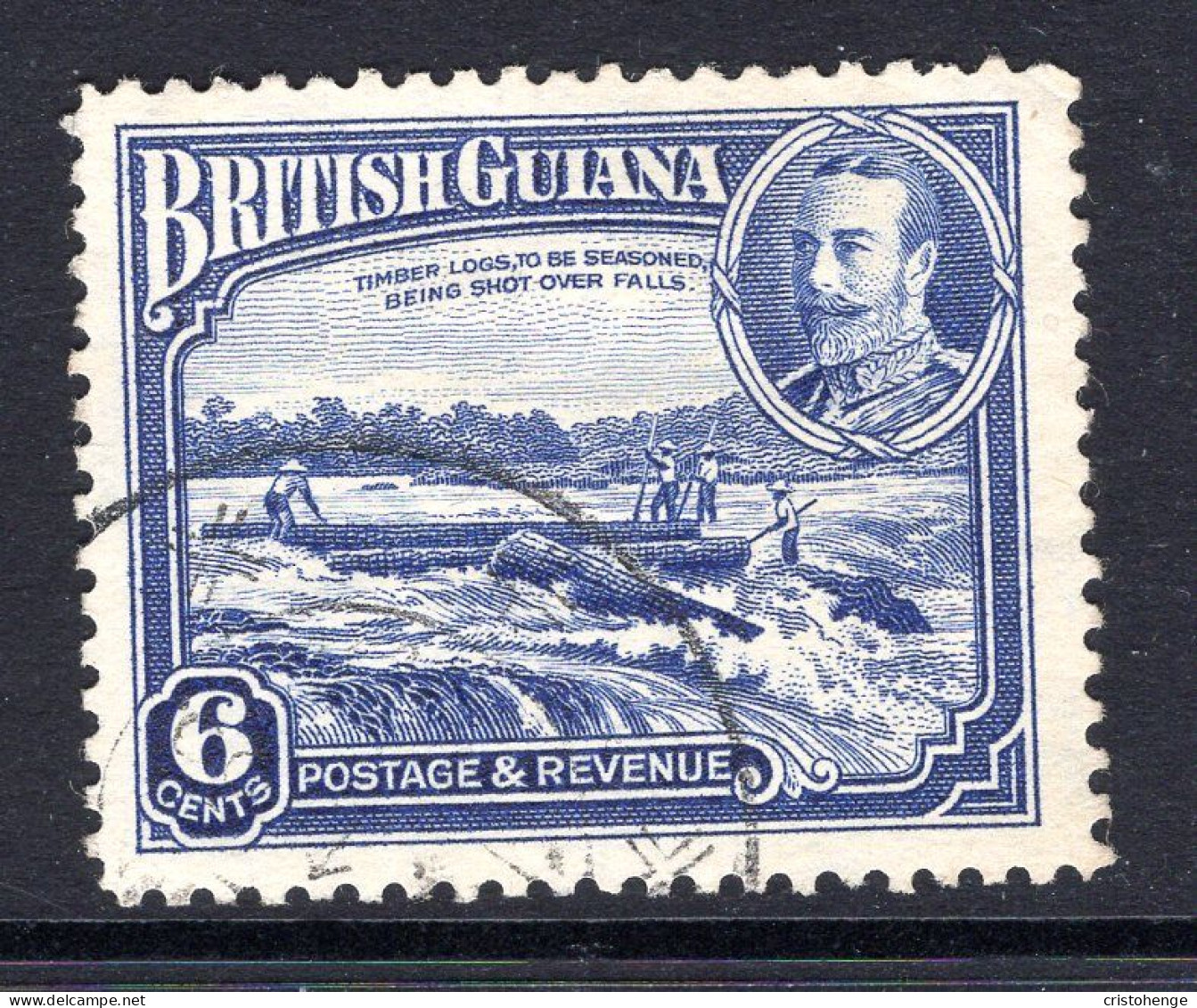 British Guiana 1934-51 KGV Pictorials - 6c Shooting Logs Over Falls Used (SG 292) - Guayana Británica (...-1966)