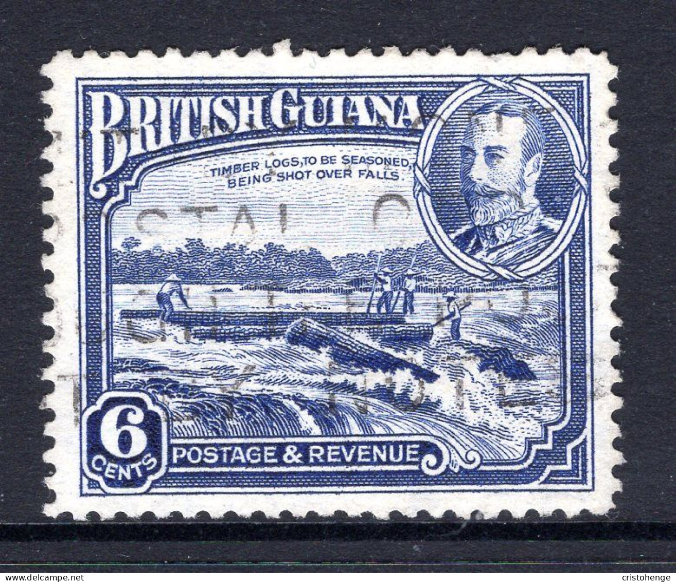 British Guiana 1934-51 KGV Pictorials - 6c Shooting Logs Over Falls Used (SG 292) - British Guiana (...-1966)