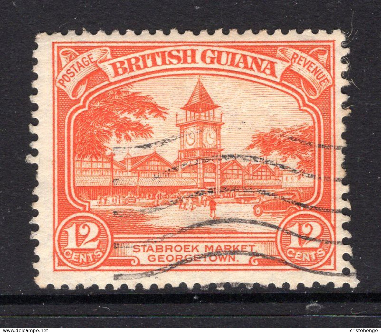 British Guiana 1934-51 KGV Pictorials - 12c Stabroek Market - P.12½ - Used (SG 293) - Guayana Británica (...-1966)