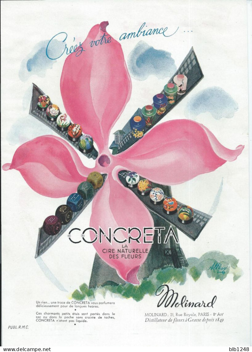 Dessin Publicitaire 1- Cire Naturel De Fleurs Molinard Recto 2- Cognac Rouyer Au Verso - Publicités