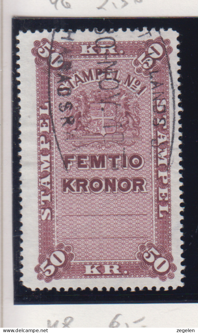 Zweden Fiskale Zegel Cat. Barefoot : Staempel (Adjustments) 48A - Revenue Stamps