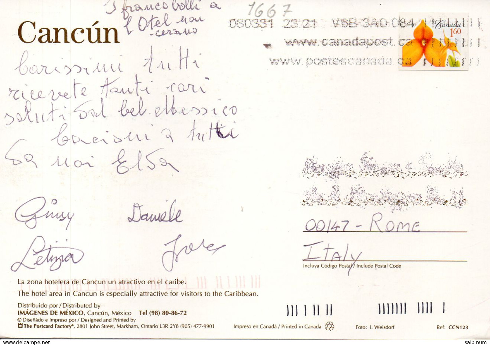 Philatelic Postcard With Stamps Sent From CANADA To ITALY - Brieven En Documenten