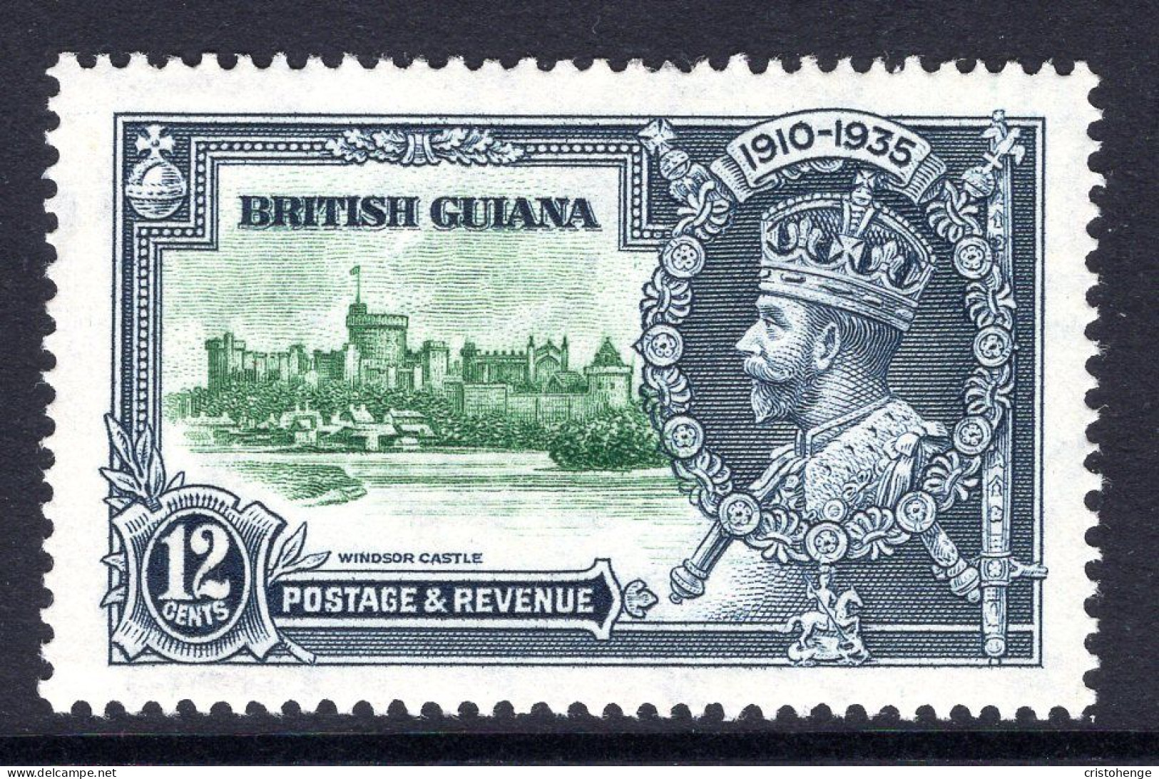 British Guiana 1935 KGV Silver Jubilee - 12c Value HM (SG 303) - Guyane Britannique (...-1966)