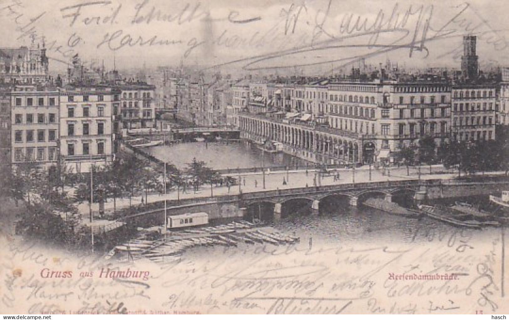 4812398Gruss Aus Hamburg, Reefendammbrücke. 1899. (Falte Sehe Rückseite) - Harburg
