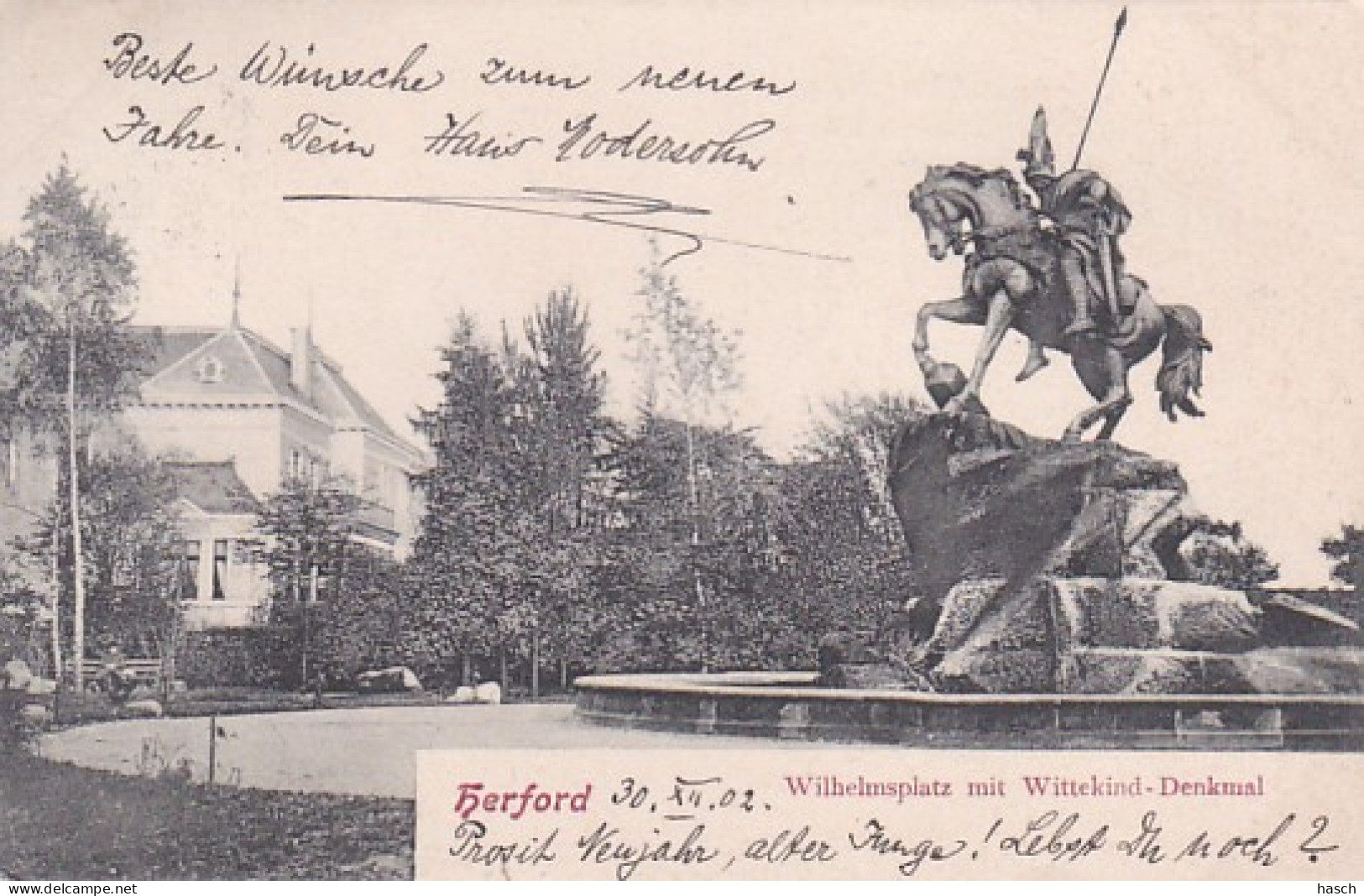 4812549Herford,  Wilhelmsplatz Mit Wittekind Denkmal. – 1902. - Herford