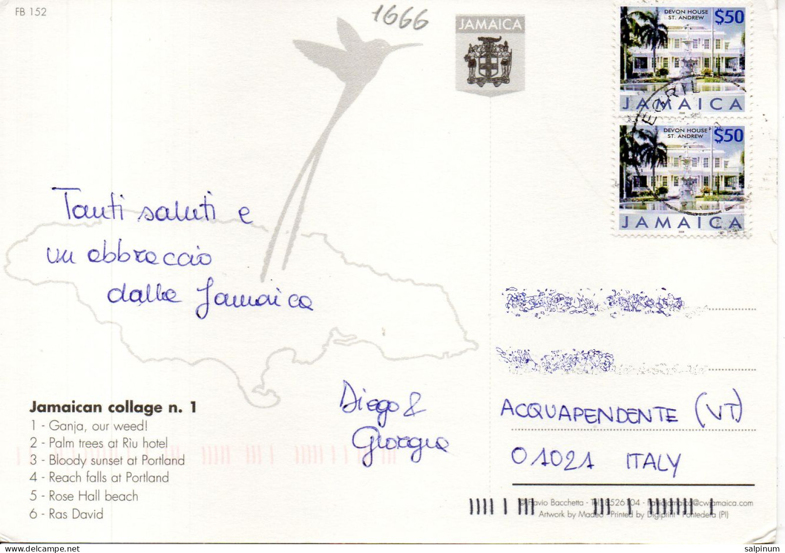 Philatelic Postcard With Stamps Sent From JAMAICA  To ITALY - Jamaica (1962-...)