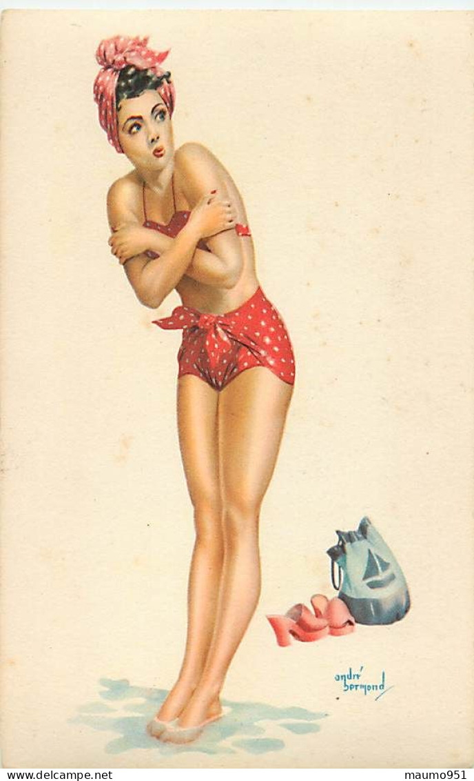 Illustration Signé André Bermond - Pin-up - Belle Femme En Maillot De Bain - Bermond