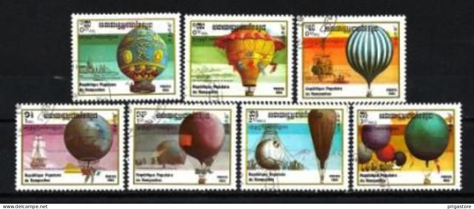Kampuchea 1983 Ballons Et Dirigeables (10) Yvert N° 393 à 399 Oblitéré Used - Kampuchea