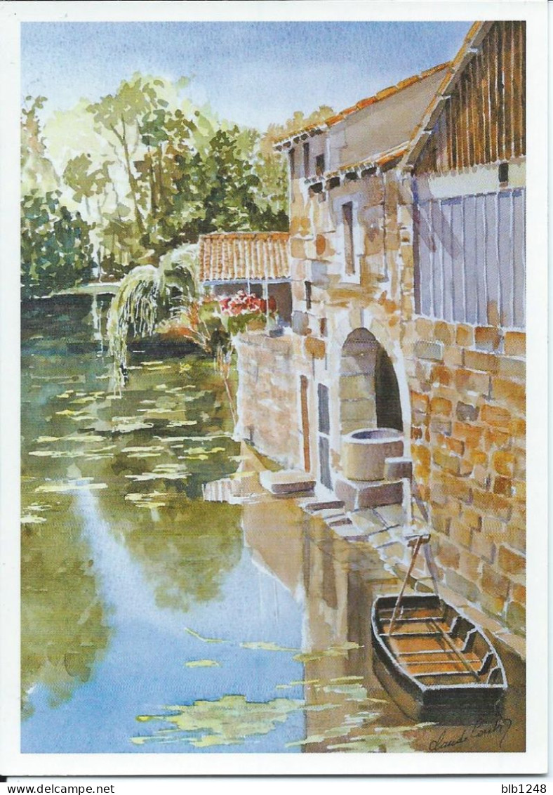 Poitou Charente Lavoir En Bordure De Riviere  Aquarelle De C. Coutin - Poitou-Charentes