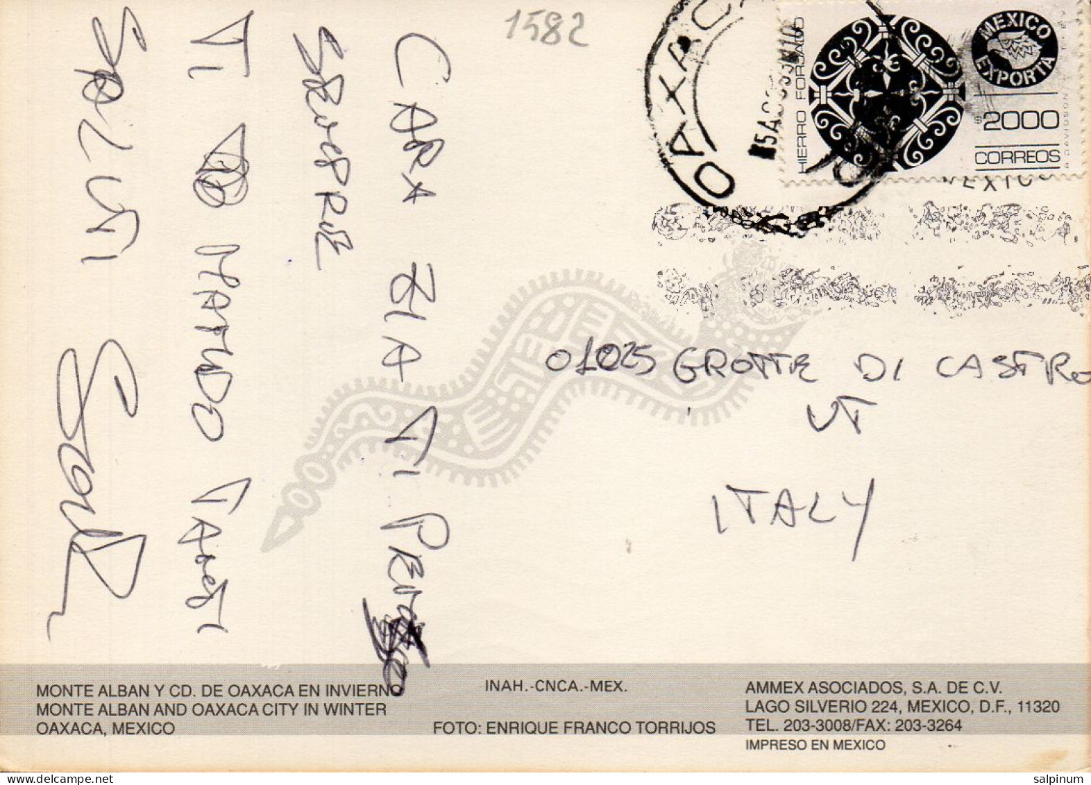 Philatelic Postcard With Stamps Sent From MEXICO To ITALY - Mexico