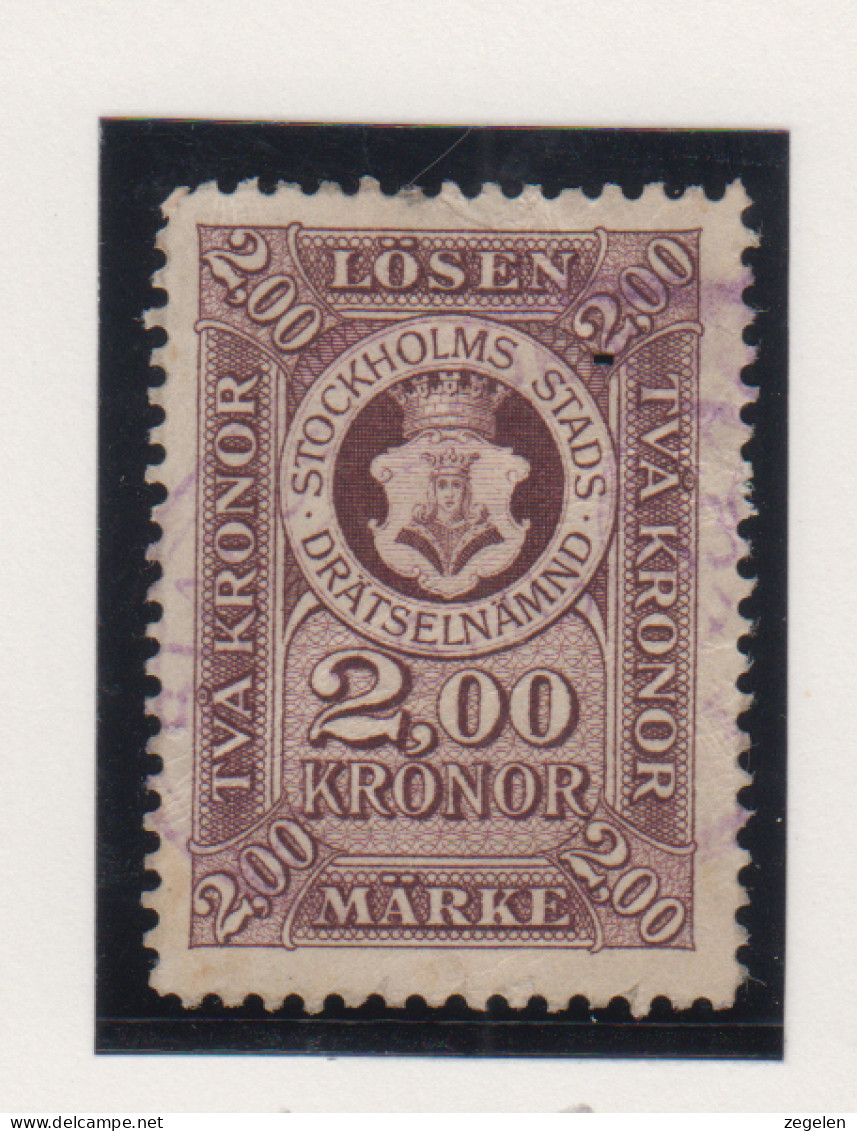 Zweden Fiskale Zegel Cat. Barefoot : Stockholms Stads-Drätselnämnd(Local Issues)  1A - Revenue Stamps