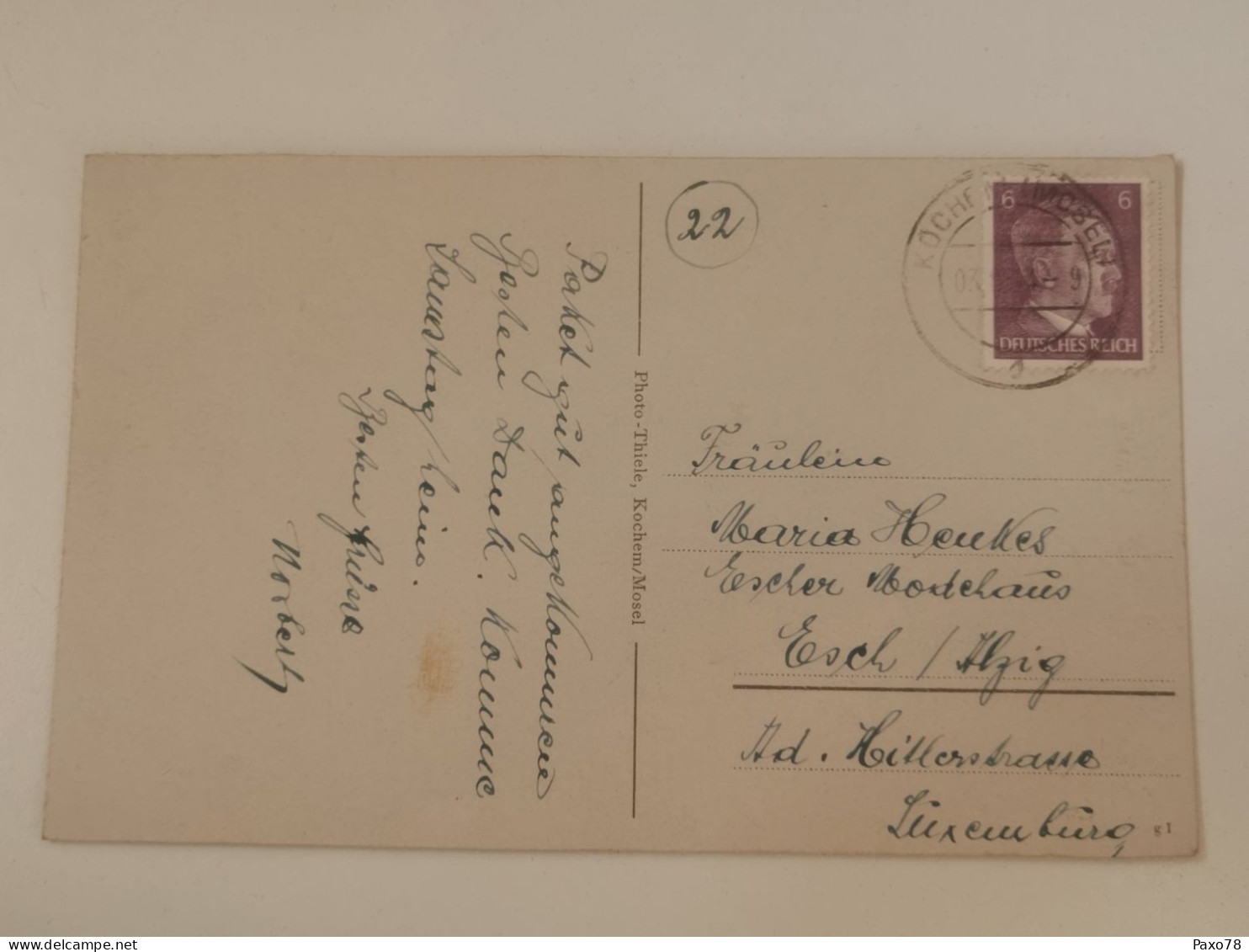Postkarte, Oblitéré 1943 Envoyé à Esch-Alzig - 1940-1944 Duitse Bezetting