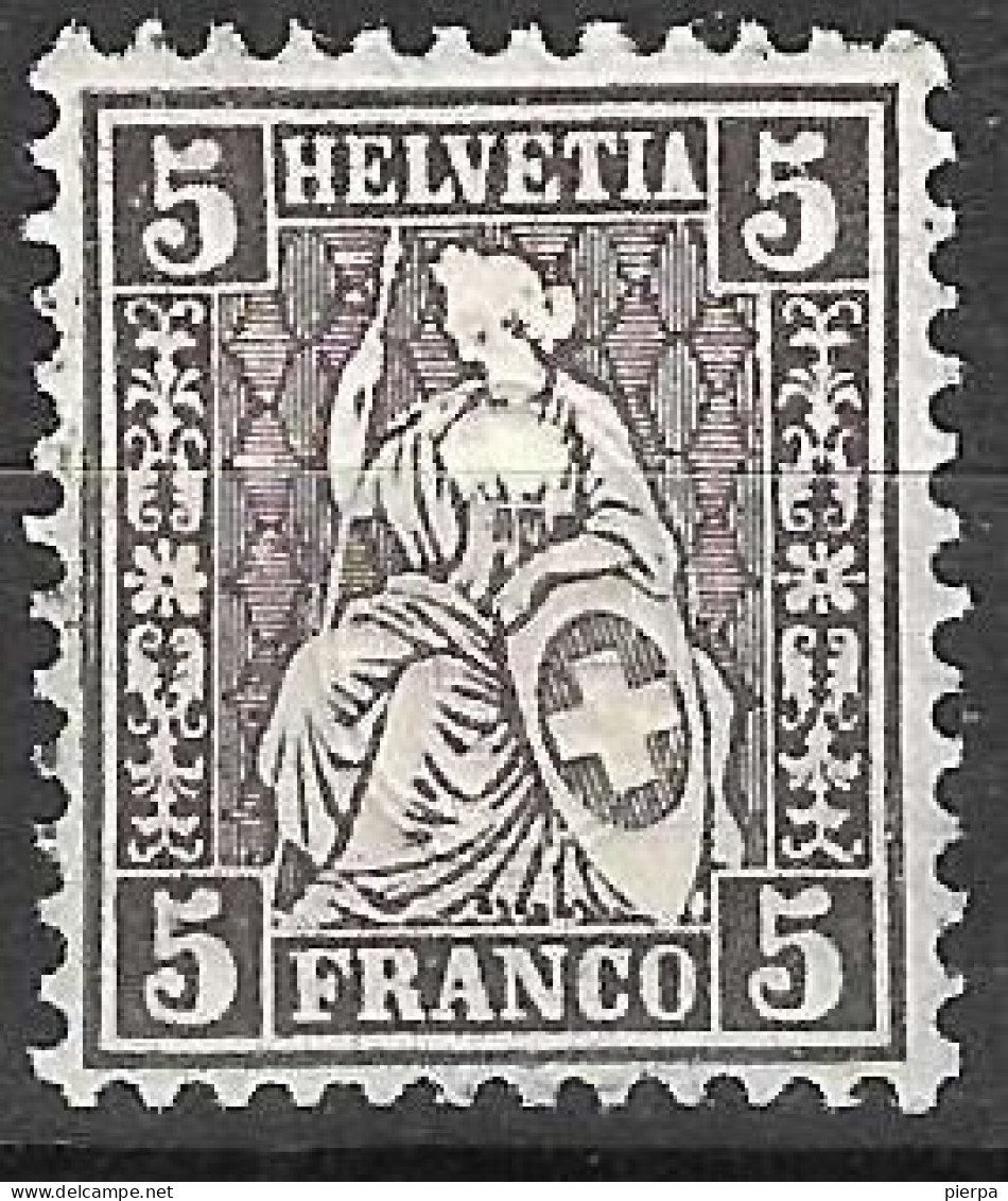 SVIZZERA - 1862 - HELVETIA SEDUTA - SENZA FILI DI SETA - C. 5 - NUOVO MNH** (YVERT 35 - MICHEL 22) - Neufs