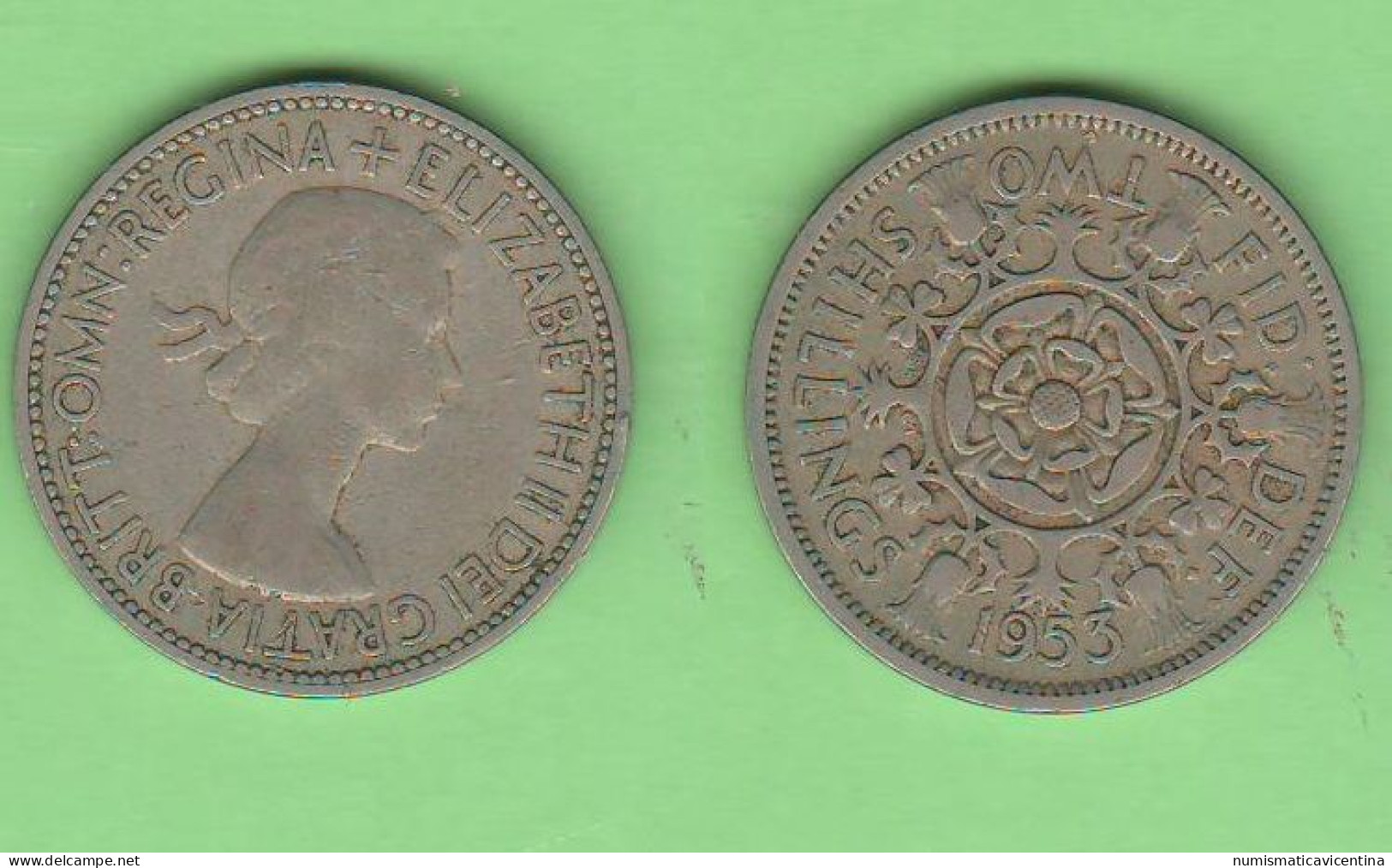 UK GB 2 Shillings 1953 / 1 Florin England Angleterre Inghilterra United Kingdom - J. 1 Florin / 2 Shillings