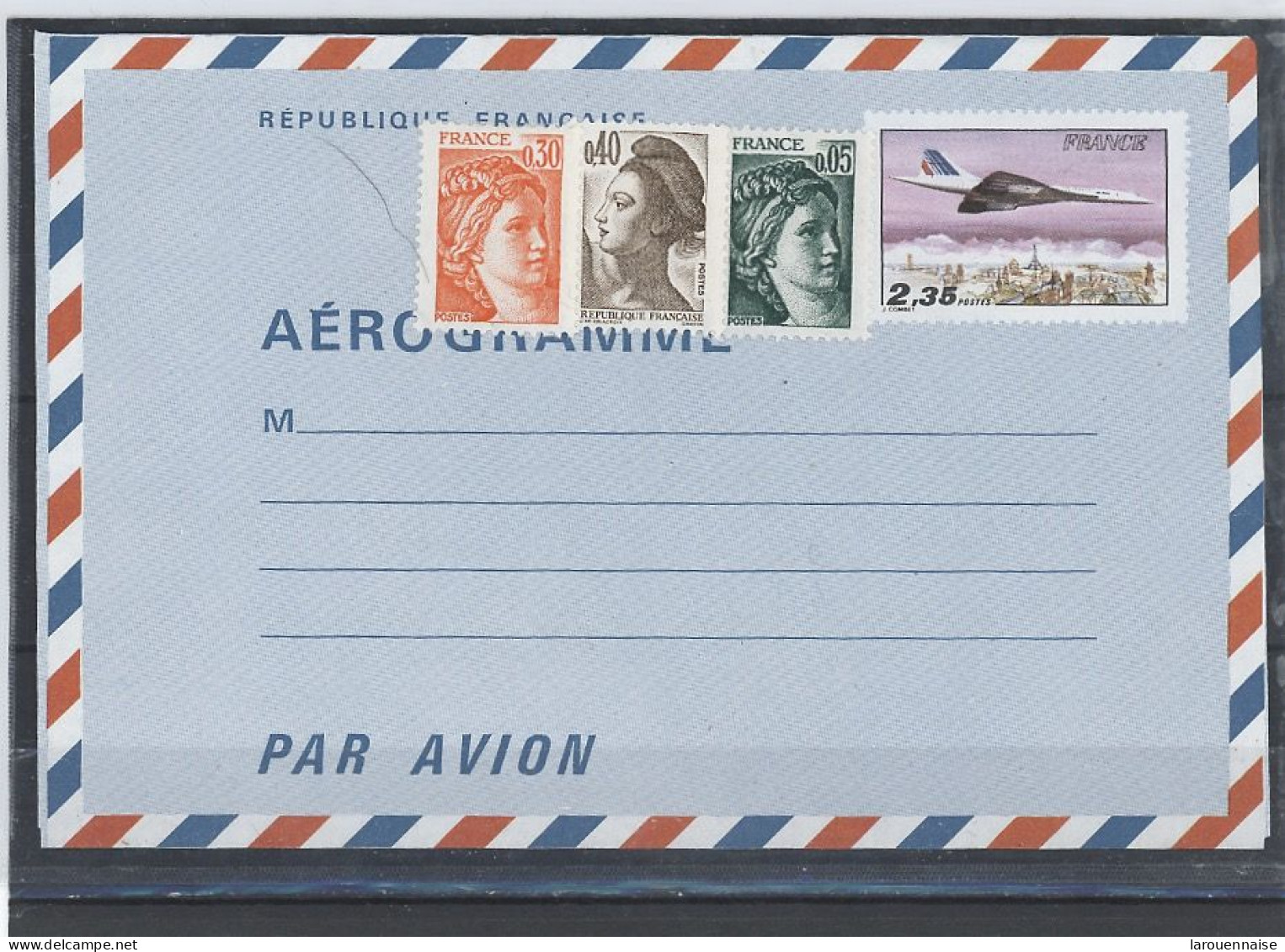 AEROGRAMME -N°1007 -AER   -CONCORDE - 2,35 F+ (N°1964 +N°1968 + N°2183 )NOUVEAU TARIF 1982 = 3,10 - Aérogrammes