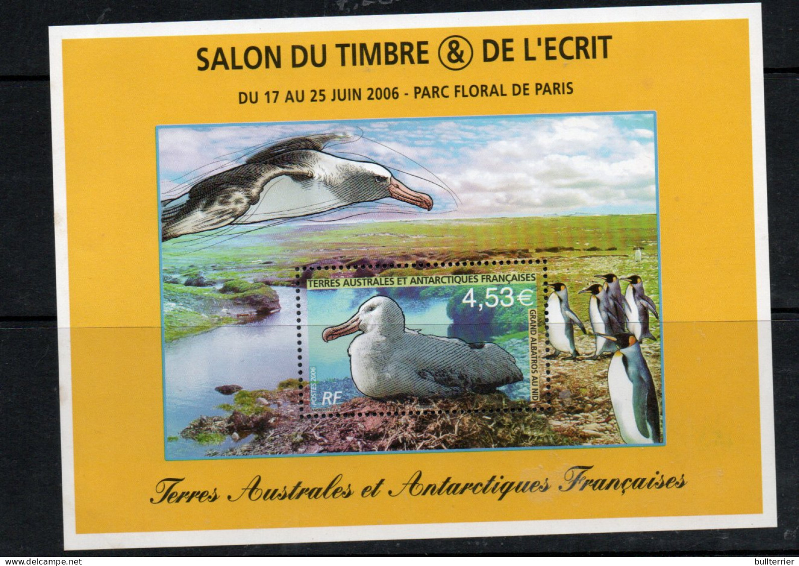 BIRDS - TAAF - 2006 - ALBATROSS SOUVENIR SHEET  MINT NEVER HINGED, SG CAT £28 - Gaviotas