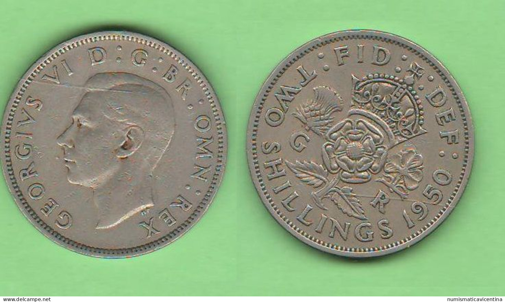 UK GB 2 Shillings 1950 / 1 Florin England Angleterre Inghilterra United Kingdom - J. 1 Florin / 2 Shillings