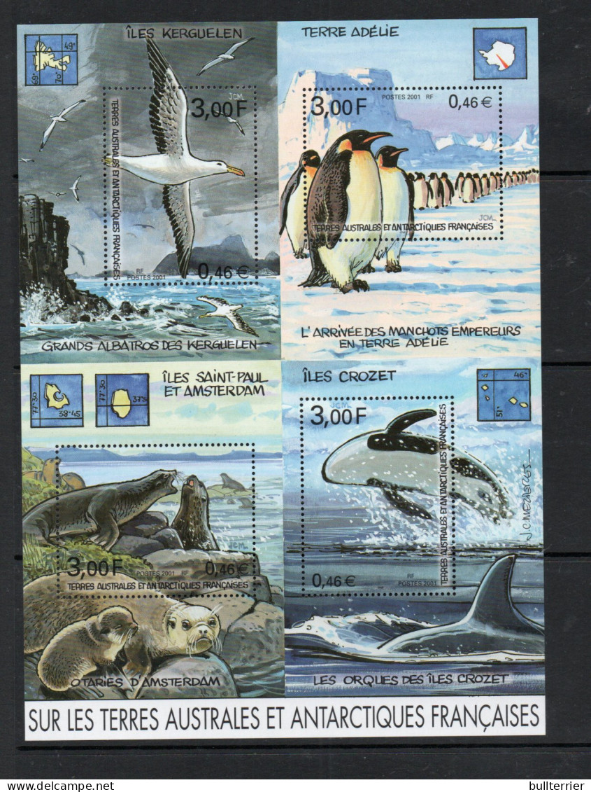 ANTARCTICA  - TAAF - 2001- ANTRACTIC FAUNA SHEETLET OF 4  MINT NEVER HINGED, SG CAT £12.50 - Ungebraucht