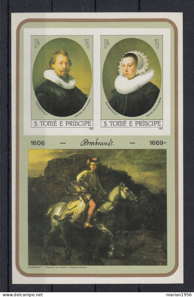 Sao Tome Et Principe 1983 - Peinture - REMBRANDT - BF Non Dentelee  - MNH - Rembrandt