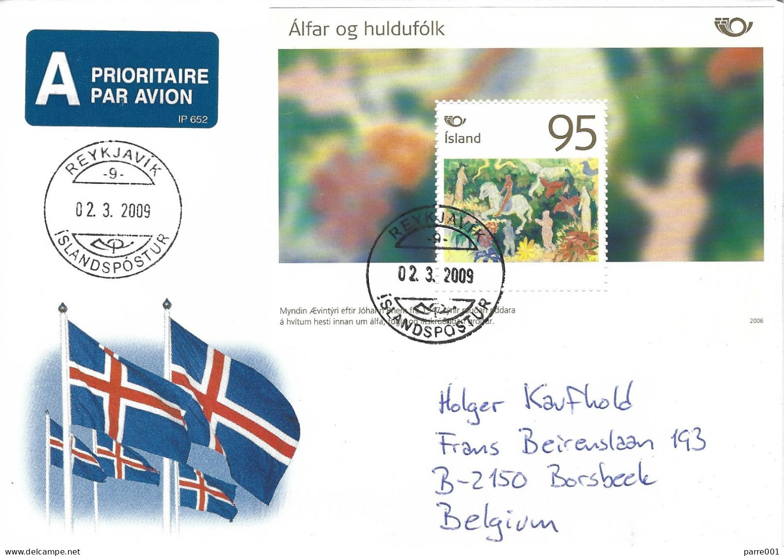 Iceland Island 2006 Reykjavik Myths Elves Birds Painting Jóhann Briem MS Cover - Blocks & Sheetlets