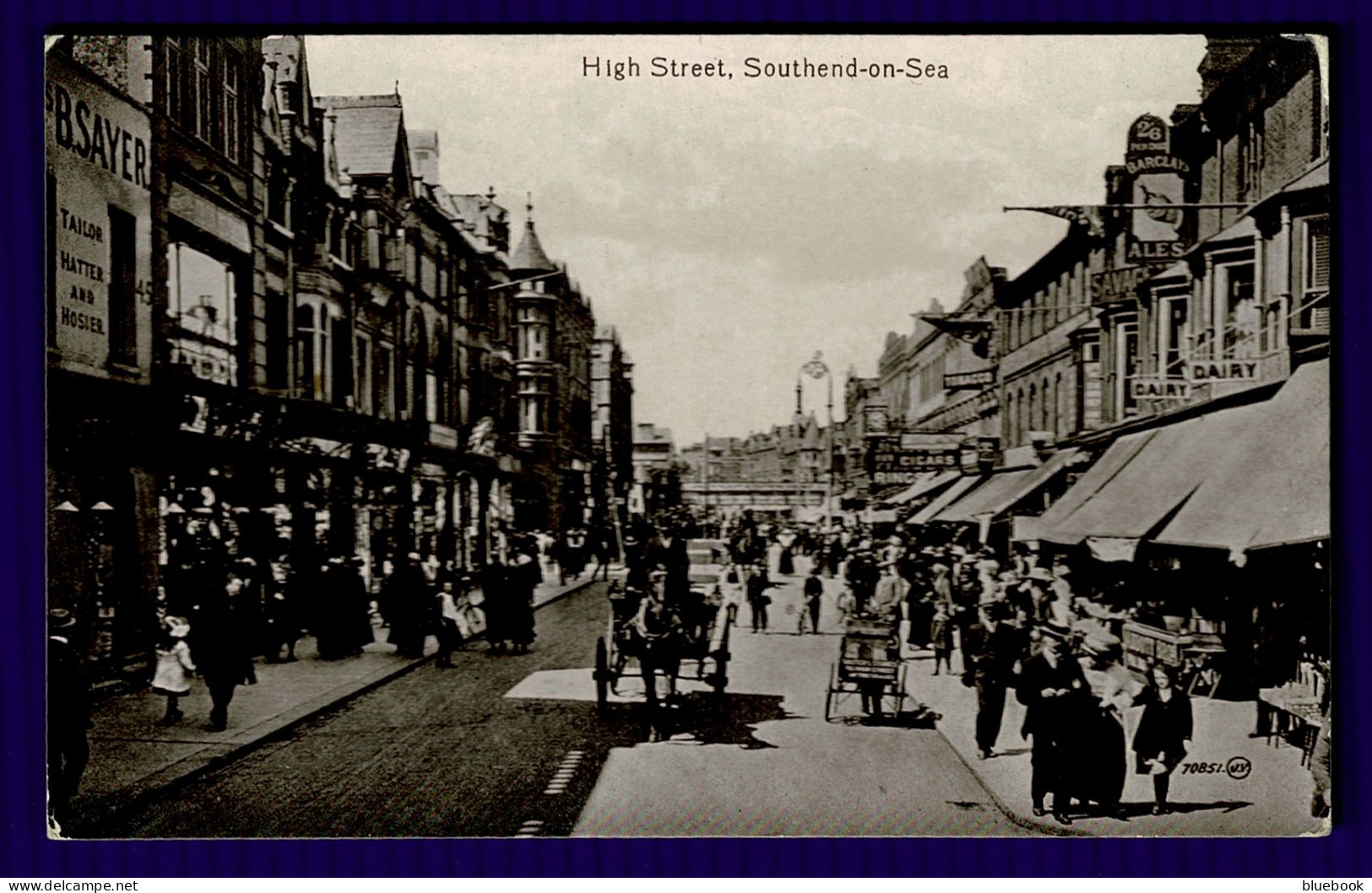 Ref 1636 - Early Postcard - Busy Street Scene High Street - Southend On Sea Essex - Southend, Westcliff & Leigh