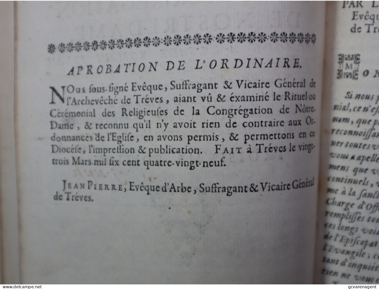 1690  CEREMONIAL DES RELIGIEUSES DE LA CONGREGATION DE NOSTRE DAME = VOIR DESCRIPTION ET IMAGES - Jusque 1700