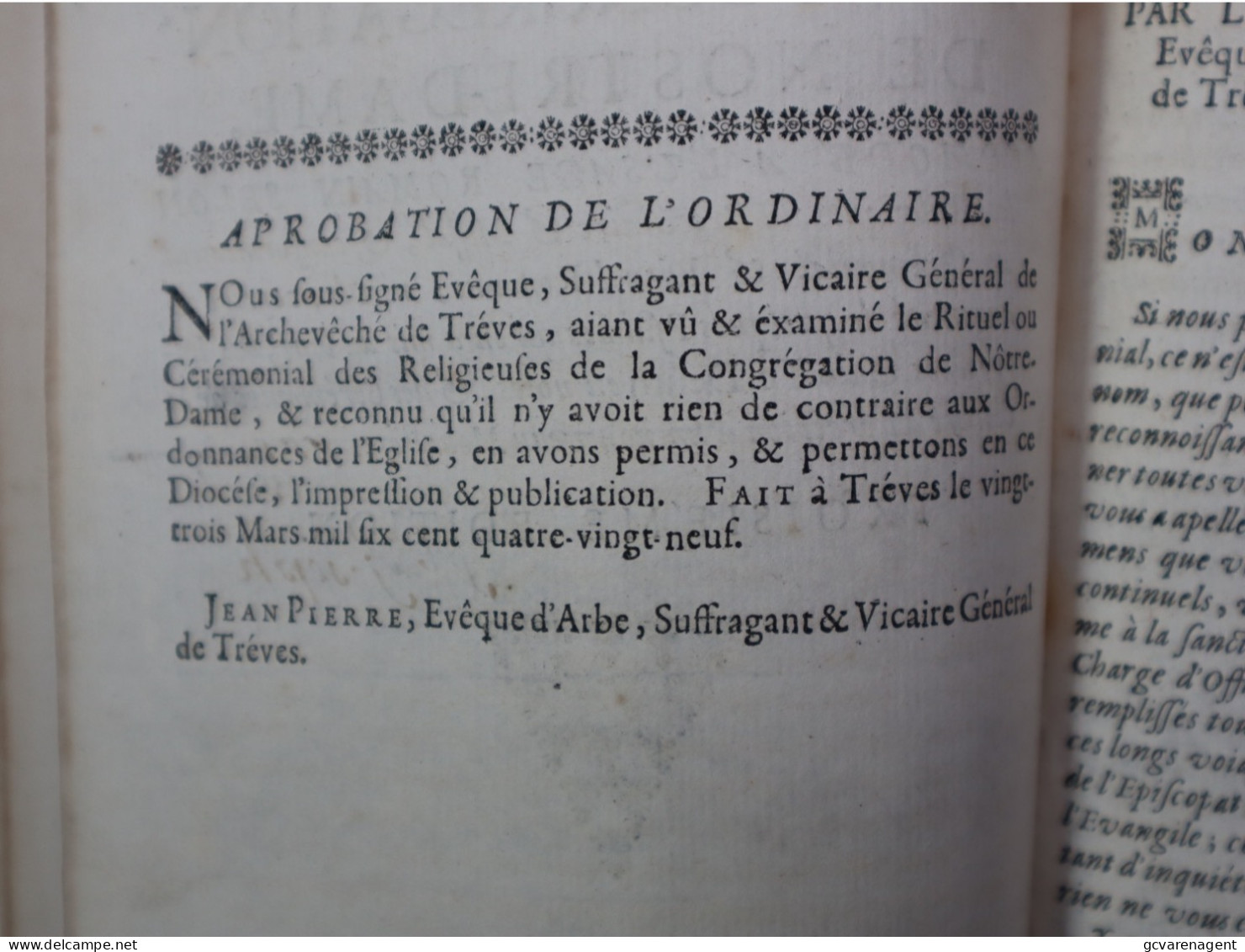 1690  CEREMONIAL DES RELIGIEUSES DE LA CONGREGATION DE NOSTRE DAME = VOIR DESCRIPTION ET IMAGES - Antes De 18avo Siglo