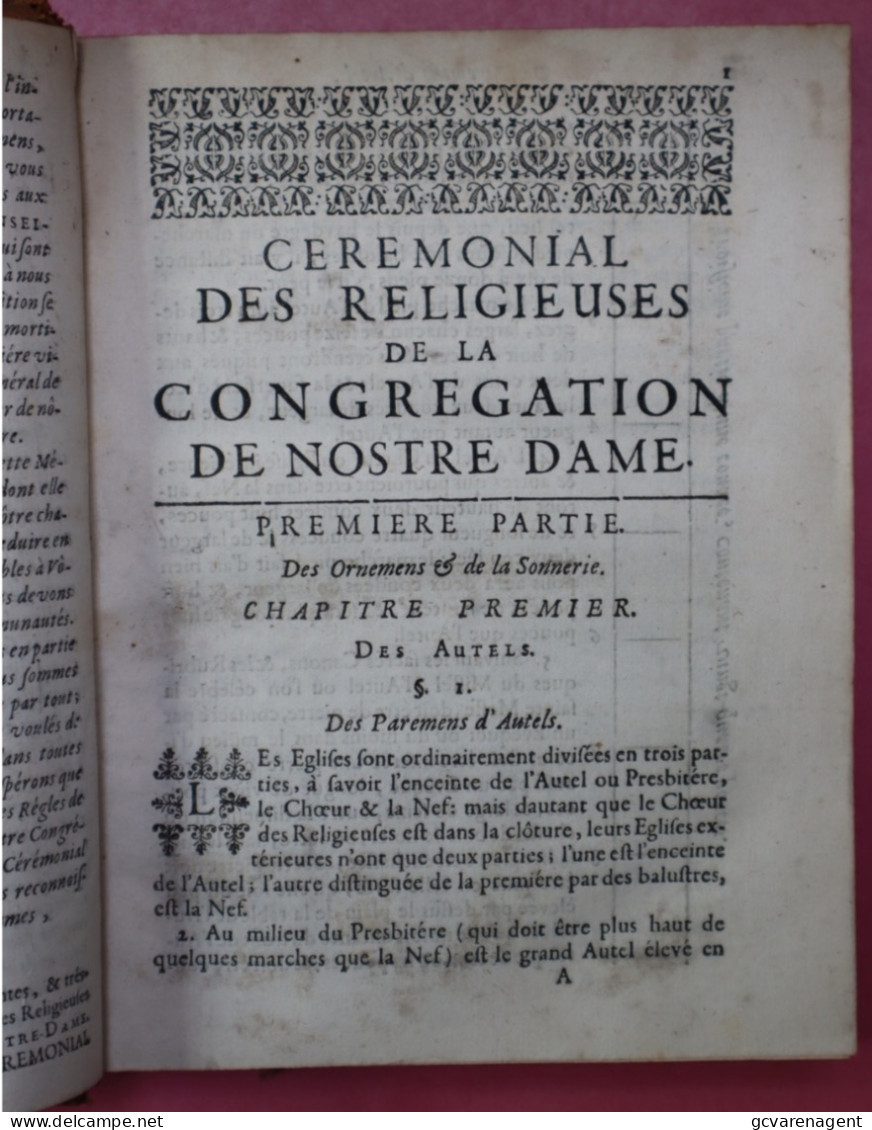 1690  CEREMONIAL DES RELIGIEUSES DE LA CONGREGATION DE NOSTRE DAME = VOIR DESCRIPTION ET IMAGES