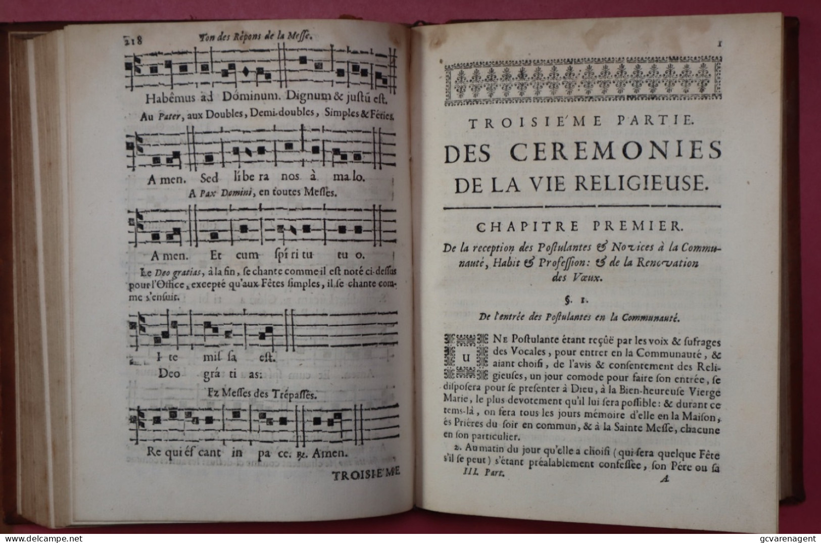 1690  CEREMONIAL DES RELIGIEUSES DE LA CONGREGATION DE NOSTRE DAME = VOIR DESCRIPTION ET IMAGES