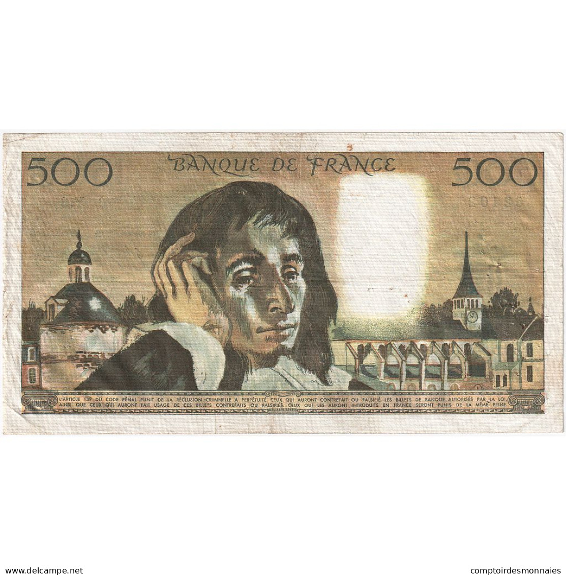 France, 500 Francs, Pascal, 1969, Y.8, TTB, Fayette:71.03, KM:156a - 500 F 1968-1993 ''Pascal''