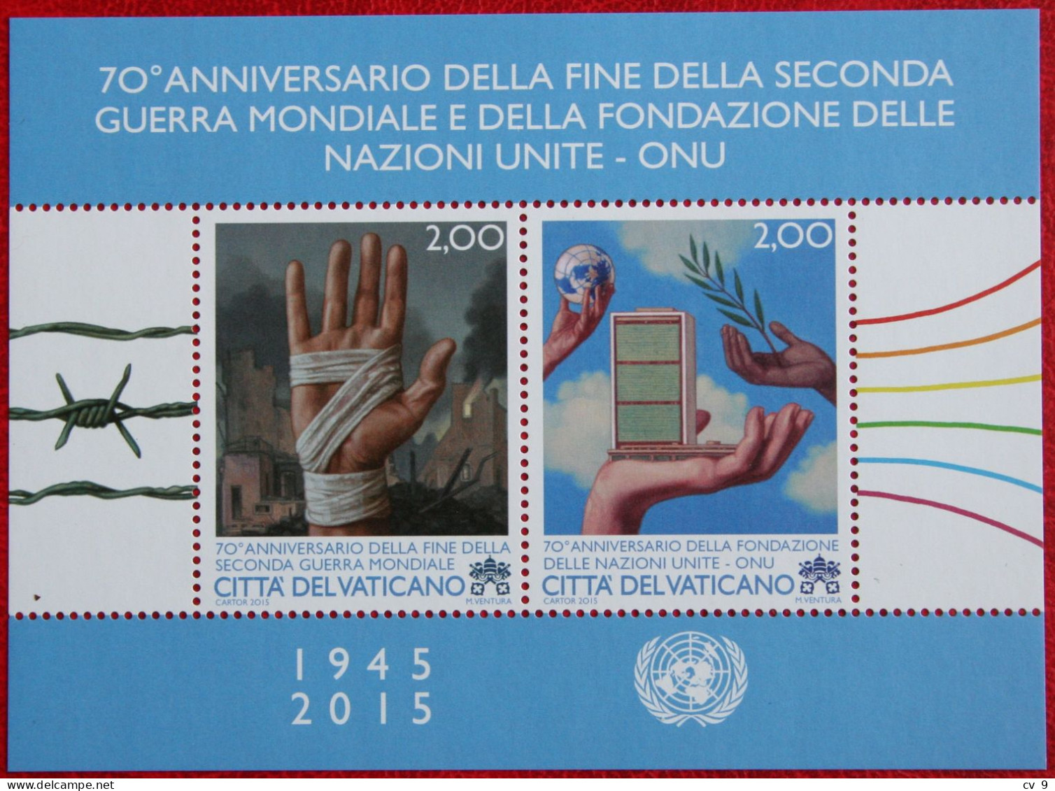 70 Years Of The End Of The Second World War 2015 Mi 48 1838-1839 Yv 1702 POSTFRIS / MNH / ** VATICANO VATICAN - Unused Stamps