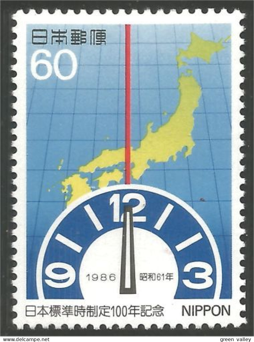 526 Japon Carte Map Centenaire Heure Standard Time Centenary MNH ** Neuf SC (JAP-651) - Physik