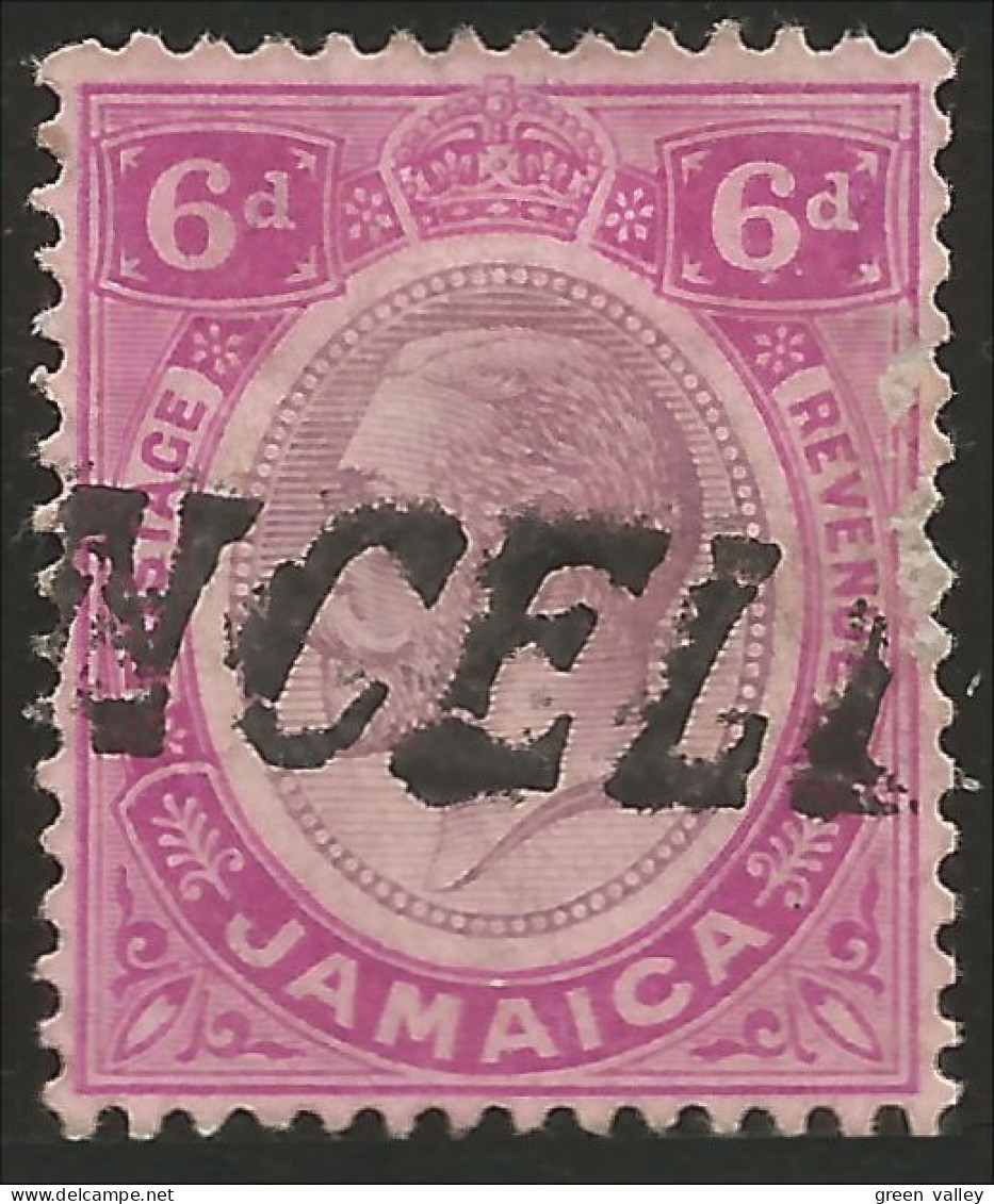 524 Jamaica 1912 George V 6d Violet Fault (JAM-113) - Jamaïque (...-1961)