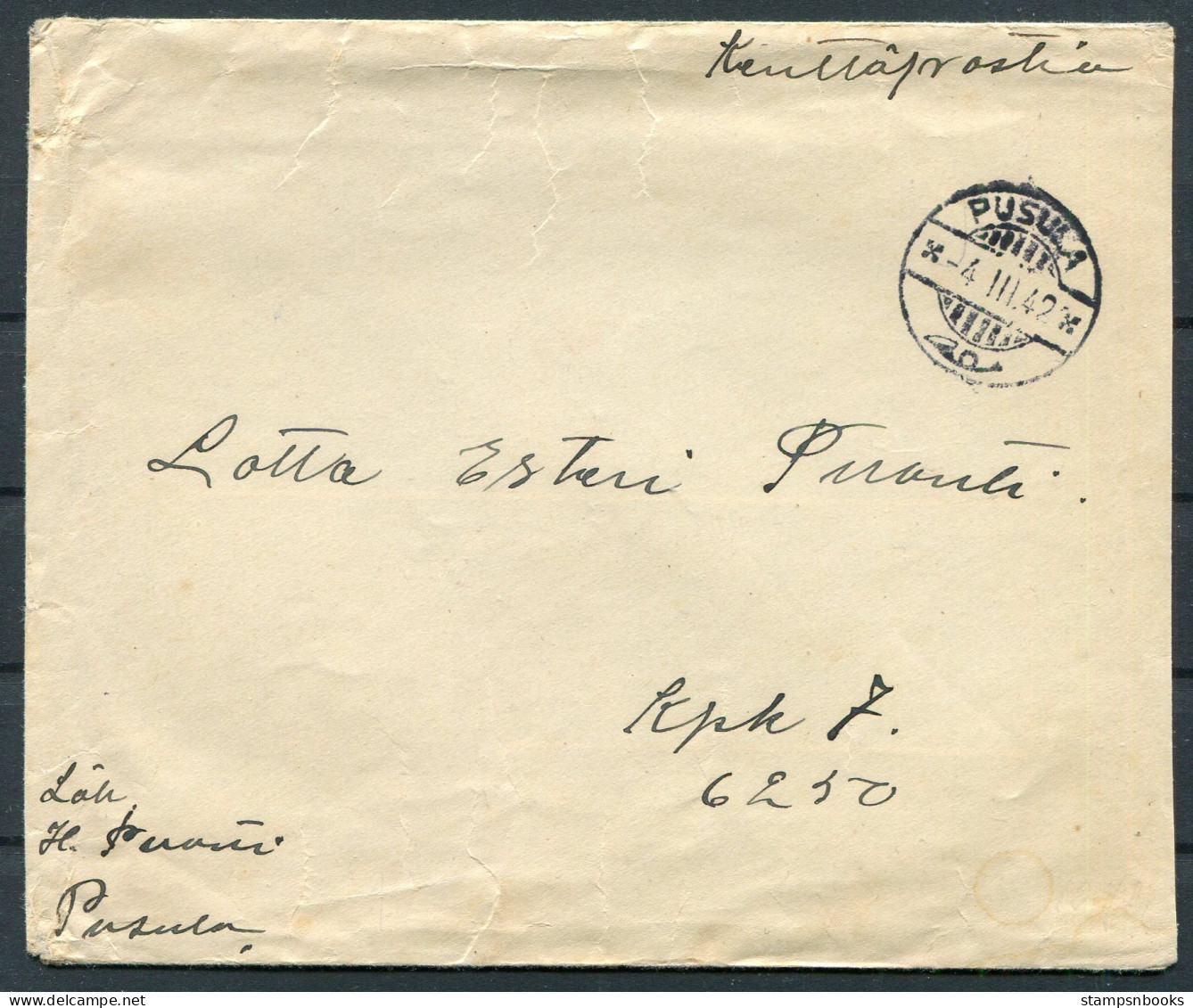 1942 Finland Kenttapostia Fieldpost Cover  - Cartas & Documentos