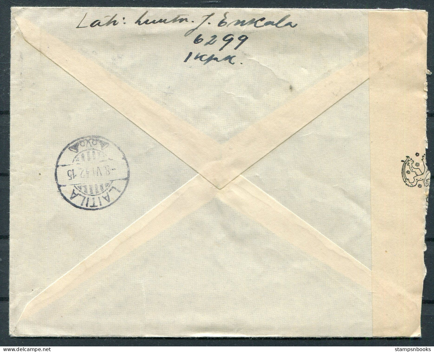 1942 Finland Kenttapostia Fieldpost Censor Cover - Lettres & Documents