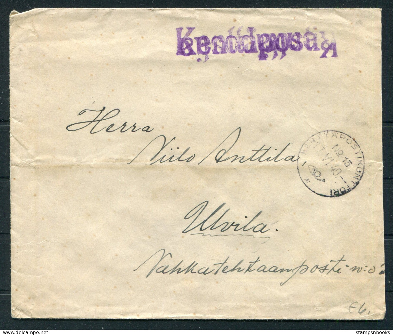 1940 Finland Kenttapostia Fieldpost Cover  - Lettres & Documents