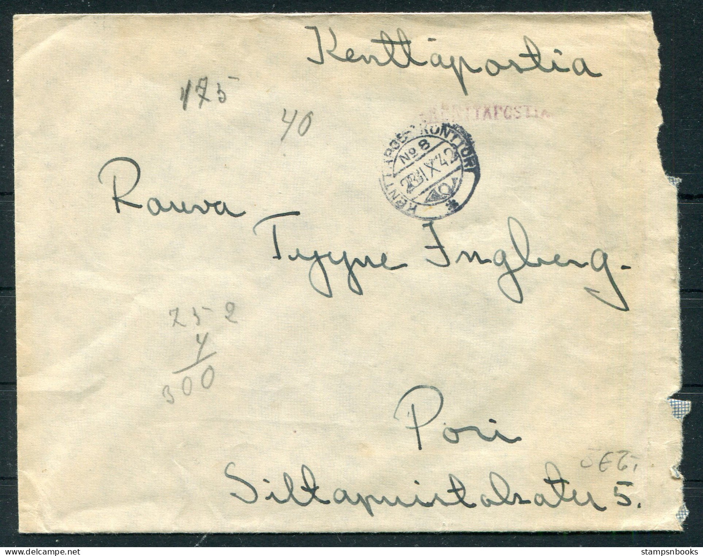 1942 Finland Kenttapostia Fieldpost Cover  - Briefe U. Dokumente