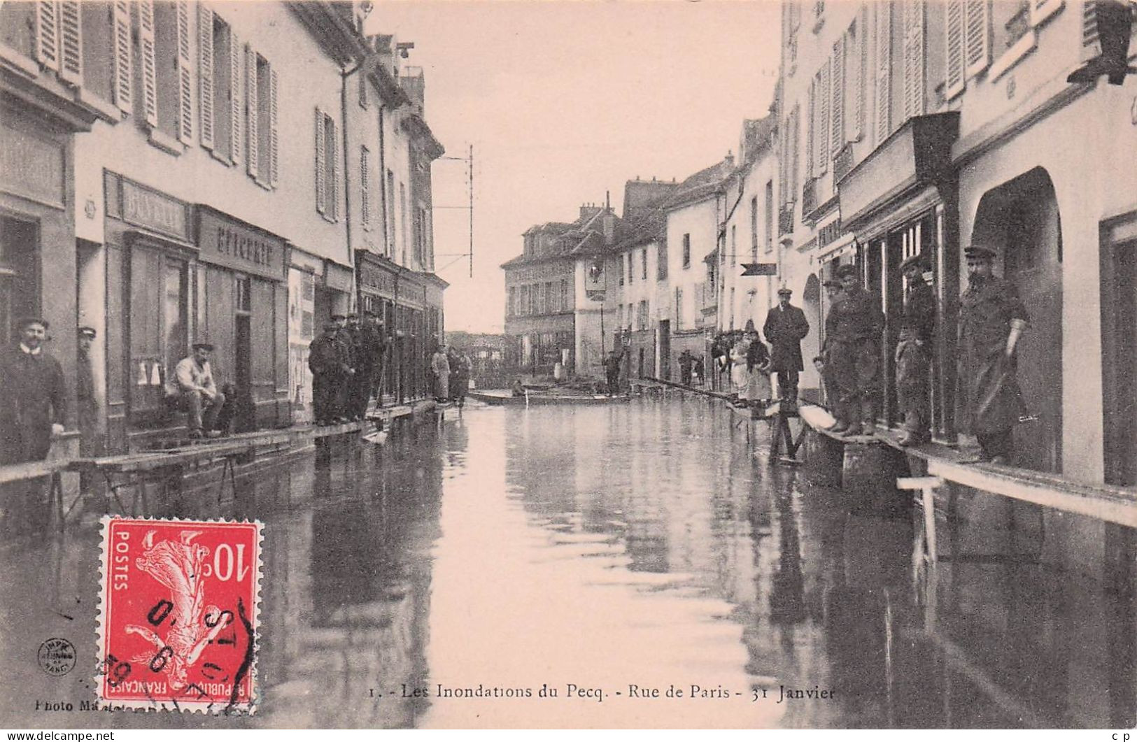 Le Pecq - Rue De Paris - 31 Janvier 1910 -  CPA °Jp - Le Pecq