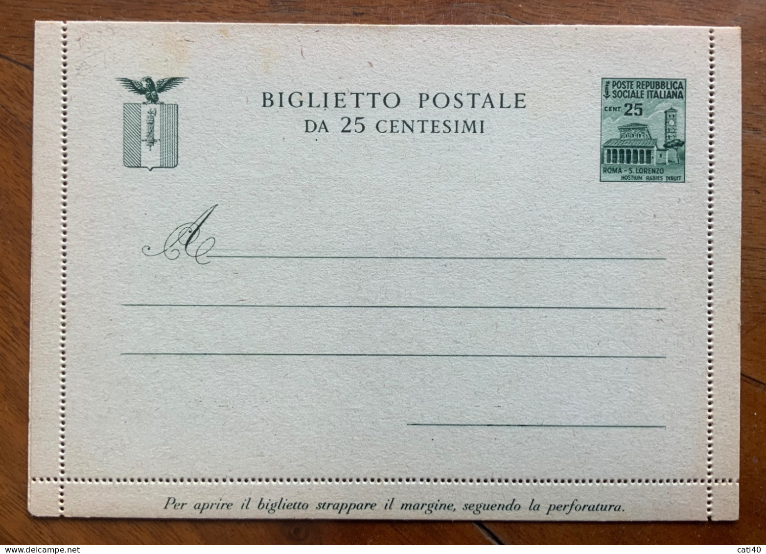 R.S.I.L BIGLIETTO POSTALE 25 C. -. NUOVO PERFETTO - Postwaardestukken