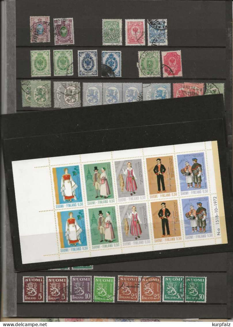 Finnland, Suomi - Briefmarken Auf Alten Blättern + Steckseiten, Auch Postfrische Marken - Collections