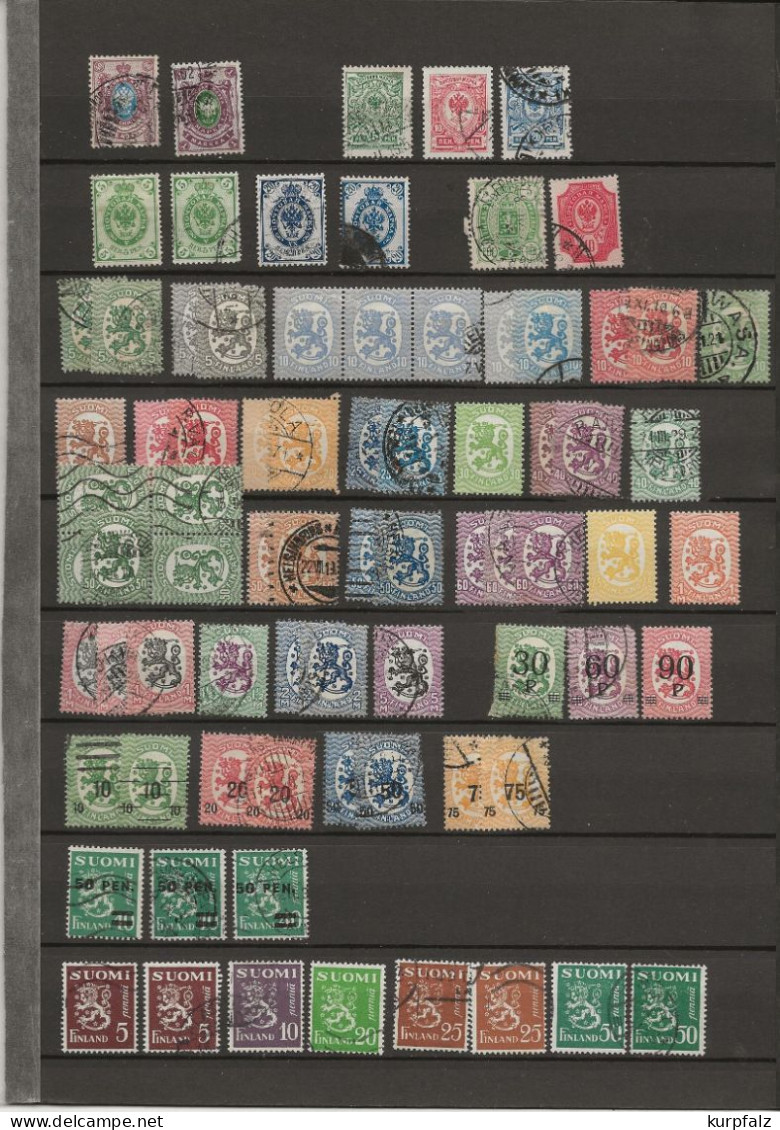 Finnland, Suomi - Briefmarken Auf Alten Blättern + Steckseiten, Auch Postfrische Marken - Sammlungen