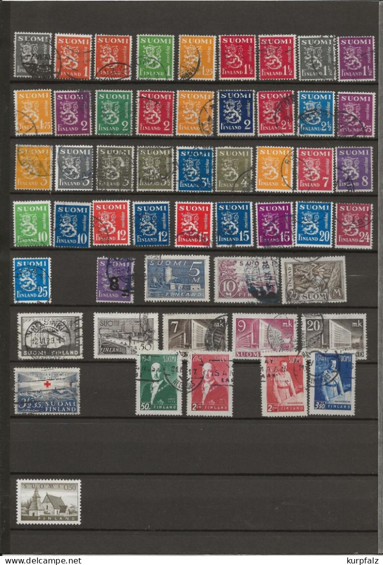 Finnland, Suomi - Briefmarken Auf Alten Blättern + Steckseiten, Auch Postfrische Marken - Verzamelingen