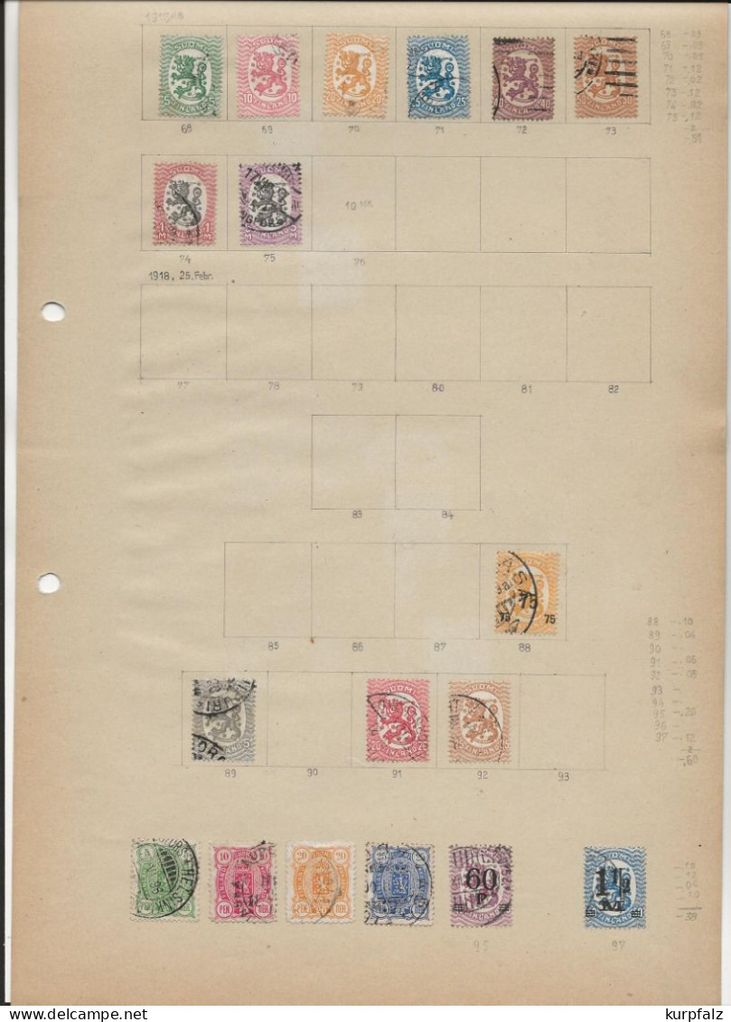 Finnland, Suomi - Briefmarken Auf Alten Blättern + Steckseiten, Auch Postfrische Marken - Collections