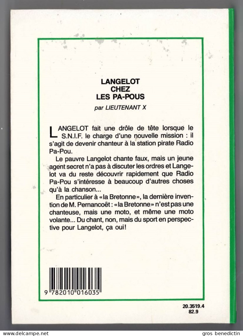 Hachette - Bibliothèque Verte - Lieutenant X - "Langelot Chez Les Pa-pous" - 1982 - #Ben&Lange - Bibliotheque Verte