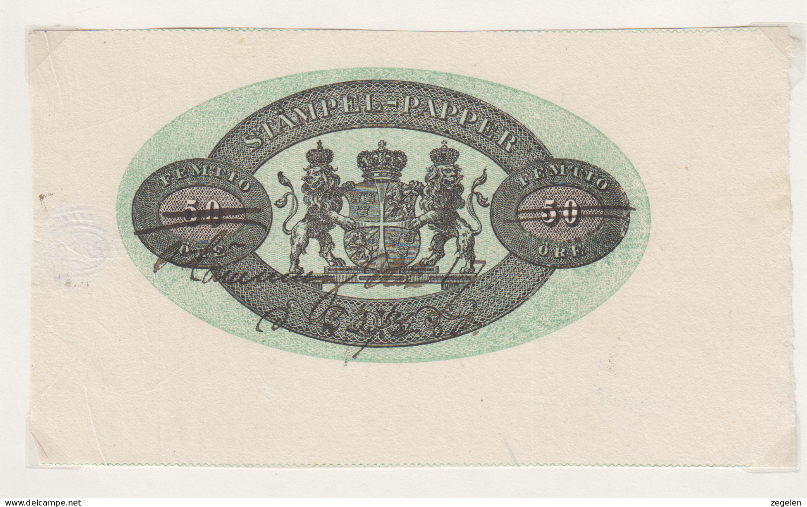 Zweden Fiskale Zegel Cat. Barefoot : Charta Sigillata Reeks 1863/1874 50 öre - Revenue Stamps